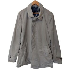 JACHS NEW YORK Mens Tan Lightweight Button Front Trench Coat Jacket L